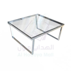 طاولة قهوة عصرية من الستانلس ستيل - 100x100x48 سم - فضي