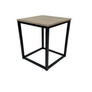طاولة قهوة خشب مع حديد أسود - 50x35x35 سم - بيج