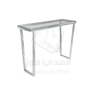 طاولة مدخل مستطيلة بسطح زجاج - ستانلس ستيل - 120x40x90 سم - فضي