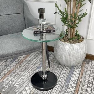 طاولة خدمة دائرية ستيل - أسود - 40x40x60 سم