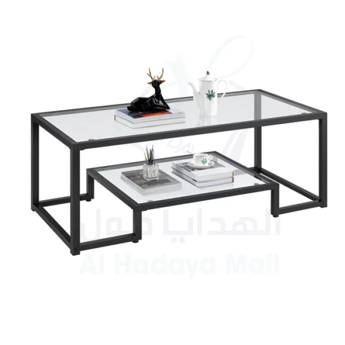 طاولة قهوة زجاجية بإطار معدني – أسود – 120x60x50 سم 754517c61cb44f2e02b872fec9ad4053