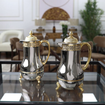 طقم ترامس أنيق وعصري بلمسات ذهبية ــ نيكل ذهبي ــ 2 قطع