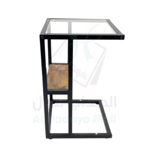 طاولة خدمة زجاجية أنيقة وفاخرة - 35x35x57 سم - عسلي