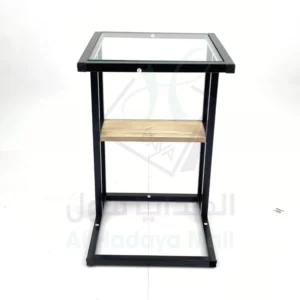 طاولة خدمة زجاجية أنيقة وفاخرة - 35x35x57 سم - بيج