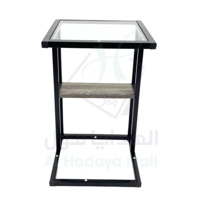 طاولة خدمة زجاج أنيقة وفاخرة - رمادي وأسود - 35x35x57 سم 56e548c9b3a1135bf3086f3fa3940fa8