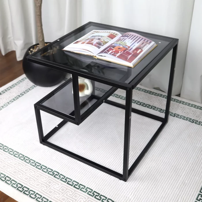 طاولة فردية زجاجية عصرية - أسود - 55x55x55 سم 5e03016e3d631ae4f67b1ac121957007