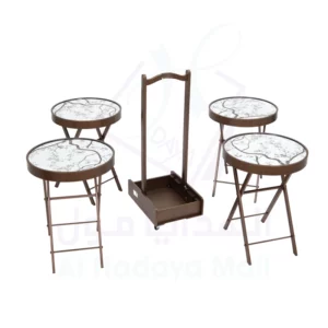 Elegant and luxurious round table set with covers - brown - 37x37x48 cm