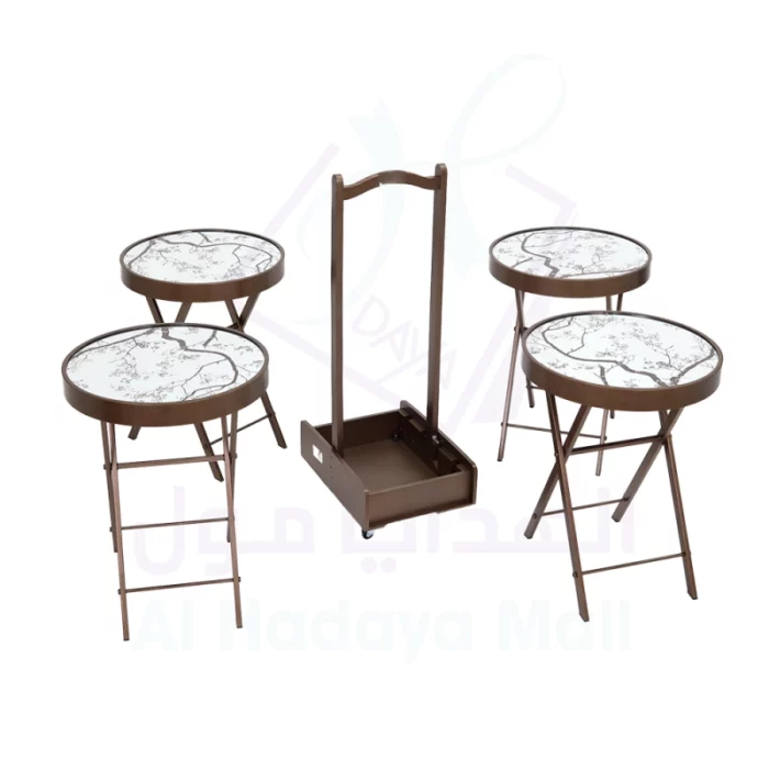 Elegant and luxurious round table set with covers - brown - 37x37x48 cm aa9528e361bda6a6701be47d98e8d624