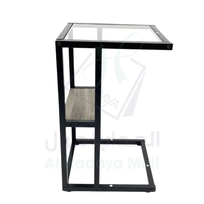 طاولة خدمة زجاج أنيقة وفاخرة - رمادي وأسود - 35x35x57 سم cc5661b8e9f79e1712af6e459b5908f6