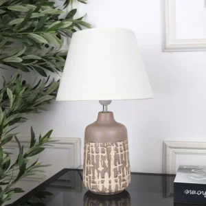 Classic and luxurious ceramic lampshade - white and beige - 18x46 cm