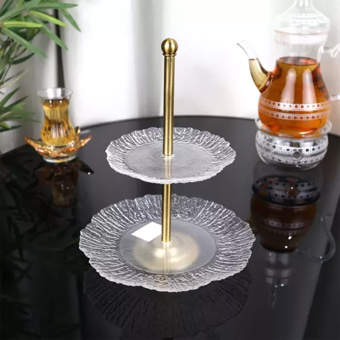 شيال من الزجاج أنيق - دوريين - ذهبي وشفاف - 25 سم 3a7b4e1a5d0245f7e465183b18cd25b5