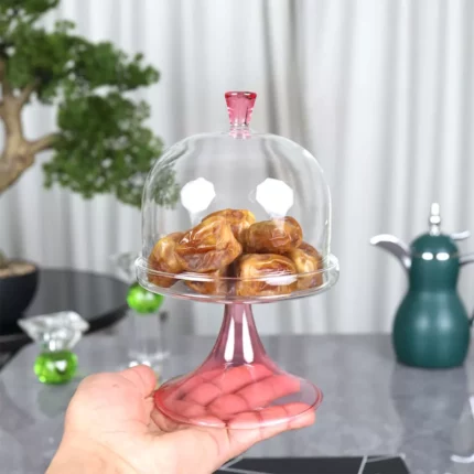 تمرية أنيقة وعصرية زجاج بغطاء - 12x18سم - شفاف بنفسجي