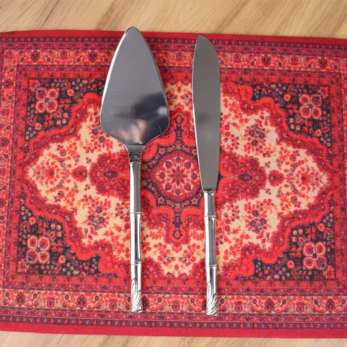 طقم سكين حلويات فاخر - فضي - قطعتين - 26 سم c226ac3542f0282624243747181cf1df