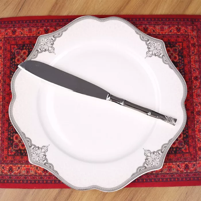 طقم سكين حلويات فاخر - فضي - قطعتين - 26 سم fb32b7029281d3139a385f0cda967cbd