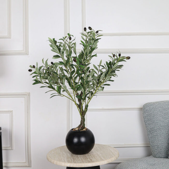 Luxury artificial olive tree with stand - black - 77 cm شجر-صغير-2