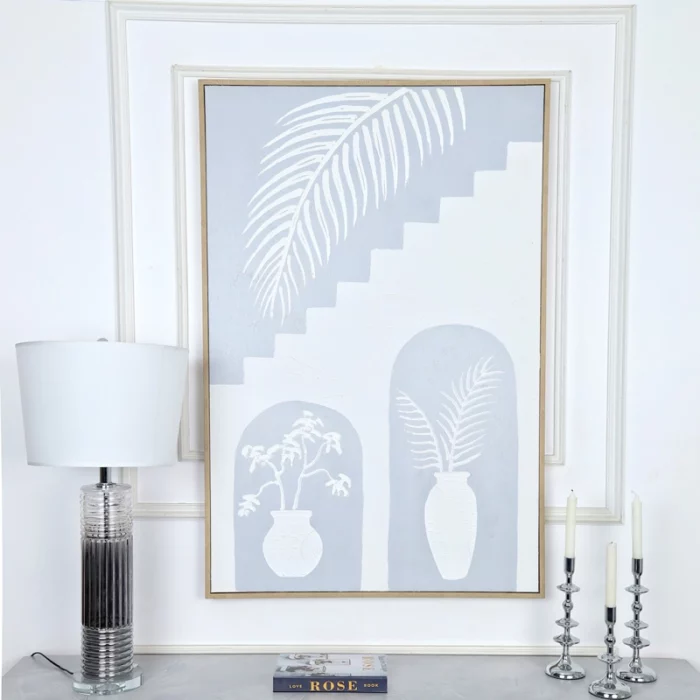 لوحة جدارية مستطيلة الشكل بإطار خشبي - أزرق وبيج - 120x80 سم 6f5f15c84f21a4b4c8cc4a8880805b8d