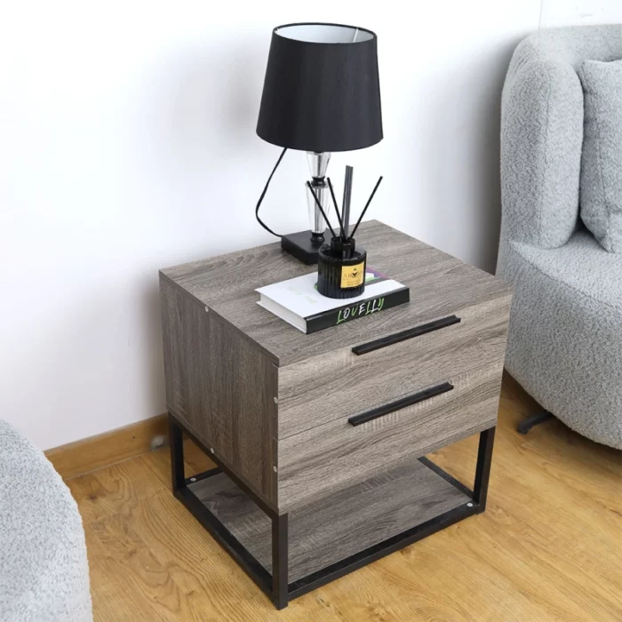 طاولة درجين أنيق - رمادي - 50x40x50 سم 887ac2ad7ec99860e2a5d5e861f8fe65
