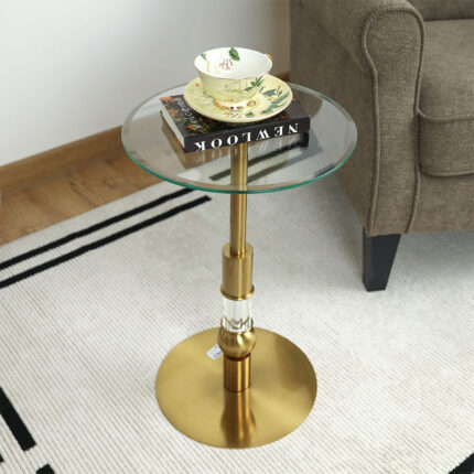 طاولة خدمة بتصميم أنيق وعصري زجاج ــ ذهبي شفاف ــ 55x33سم